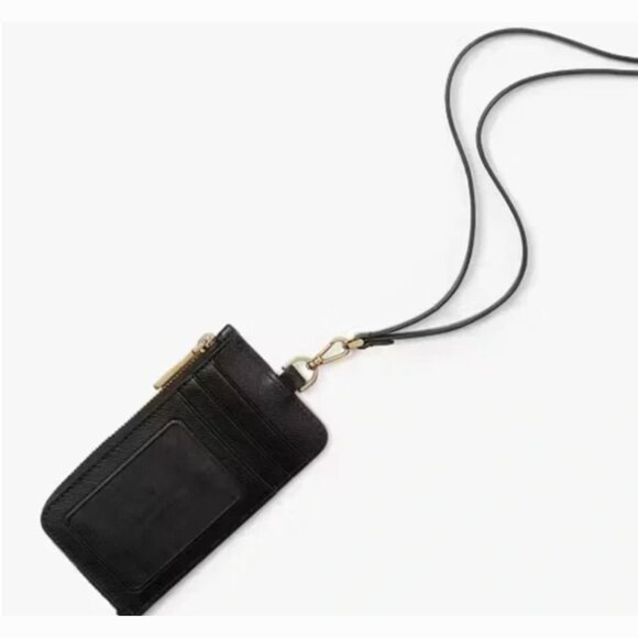 KATE SPADE NY BLACK MADISON CARD CASE LANYARD - Picture 2 of 8